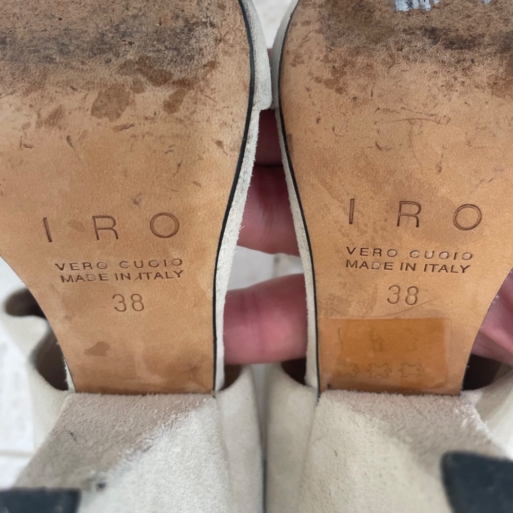 IRO {38} Booties Cream Suede Heel Pointed Toe - Picture 2 of 14